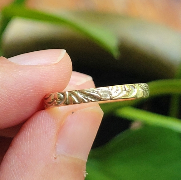 Solid 10K Handmade Ornate Edwardian Style Ring Band, size 6 - Picture 5 of 13